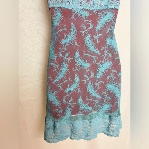 Tripp NYC Vintage 90s Mini Dress Blue Red Lace - Picture 8 of 13